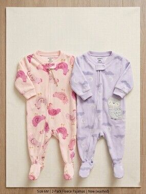 Carter's Fleece Footed Pajamas Lot of 2 | Size 6M | Chicken & Owl